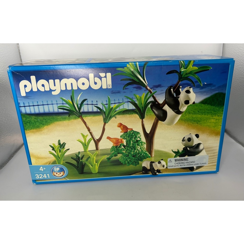 HTF Playmobil 3241 Panda Family Wildlife Set 2004 New Box 3 Pandas 2 Birds VTG